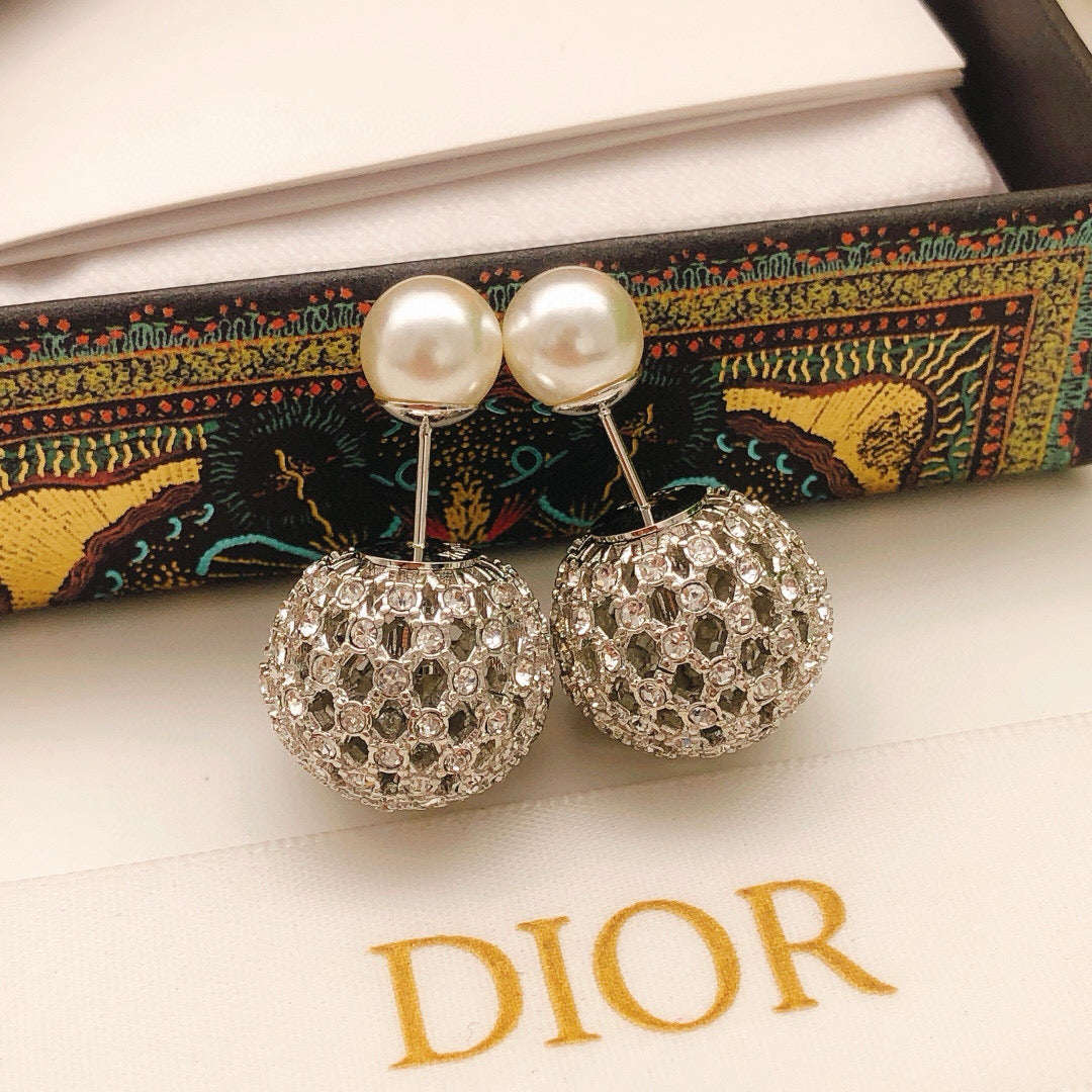 Dior Silver-Tone Openwork Orb Pearl-Look Earrings - product image 16