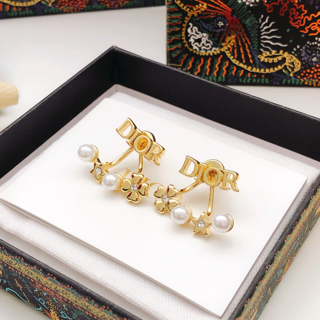 Dior Letter Pearl-Look Chain Earrings - product image 5