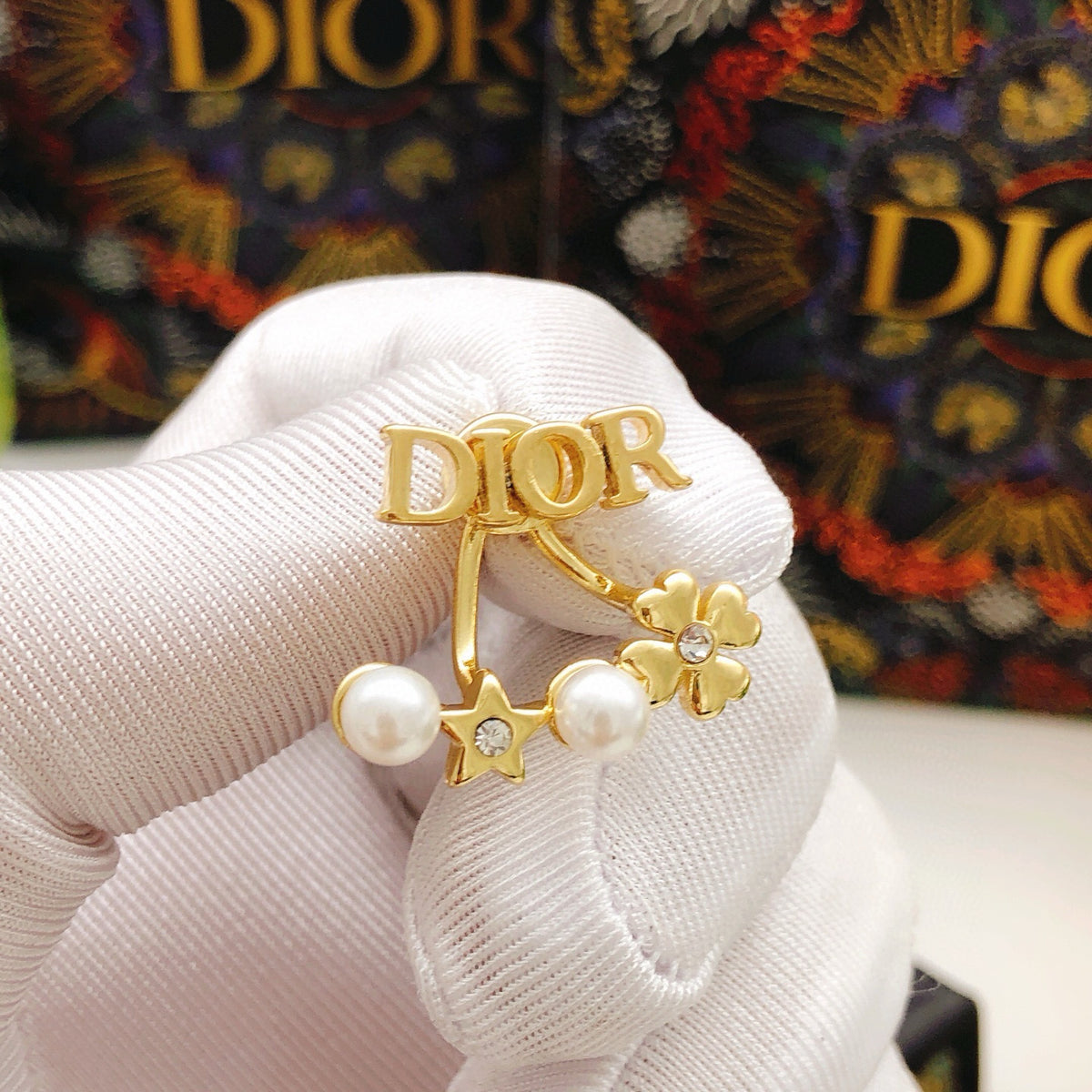 Dior Letter Pearl-Look Chain Earrings - product image 4