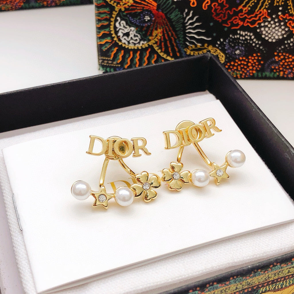Dior Letter Pearl-Look Chain Earrings - product image 6
