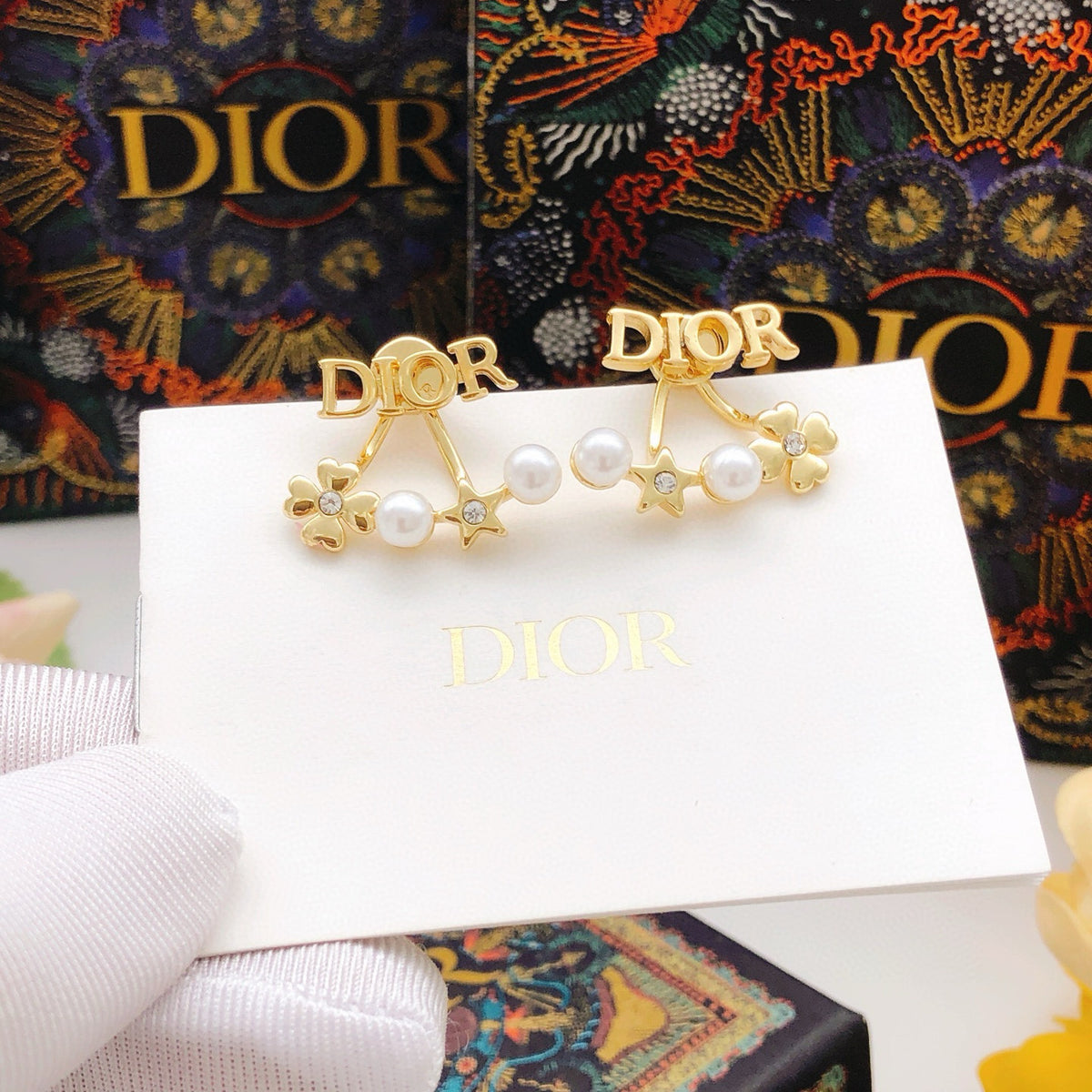 Dior Letter Pearl-Look Chain Earrings - product image 3