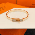 Hermès Orange Leather Gold-Tone Bar Bracelet - album image 1