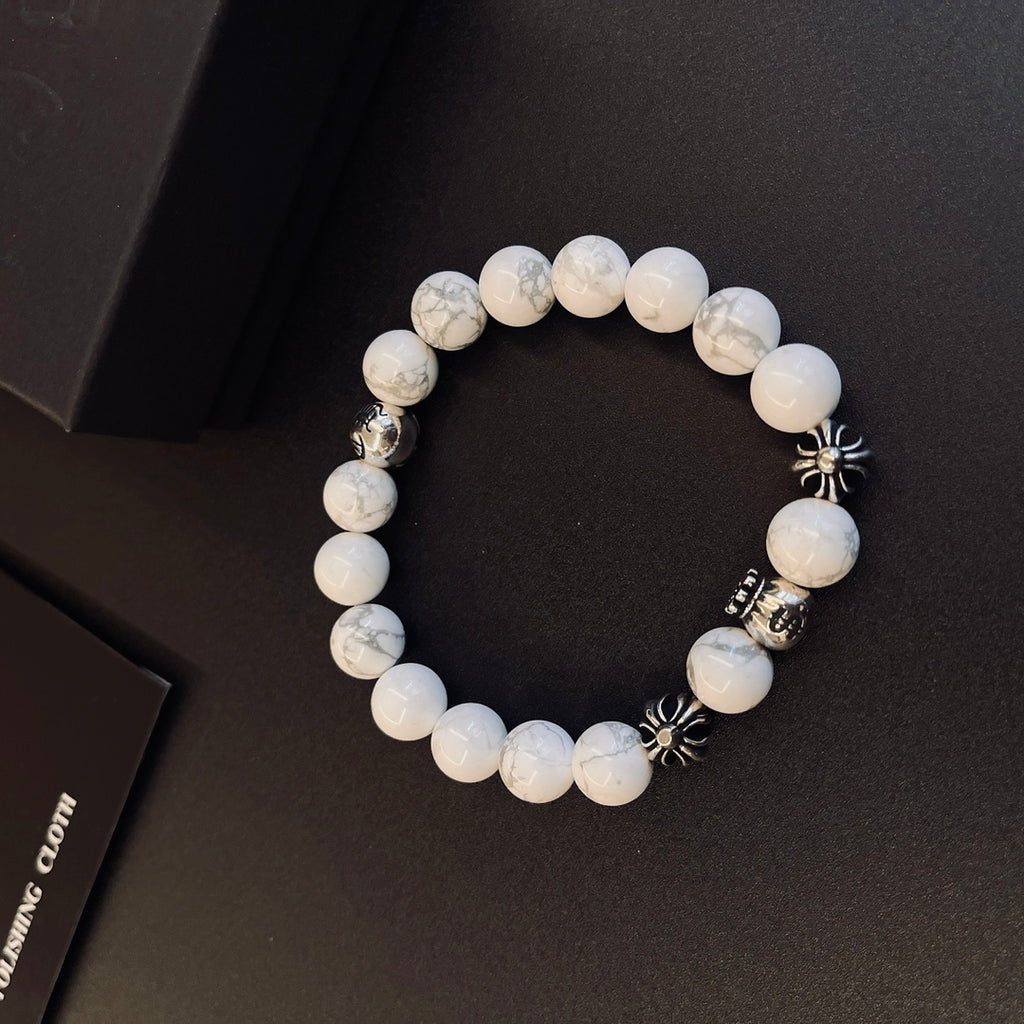 Chrome Hearts Cream Bead Engraved Spacer Bracelet - album image 3