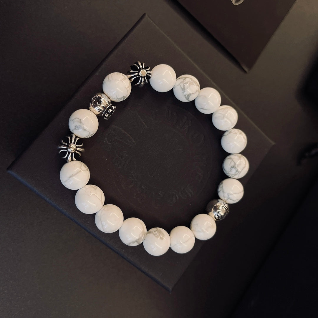 Chrome Hearts Cream Bead Engraved Spacer Bracelet - album image 2