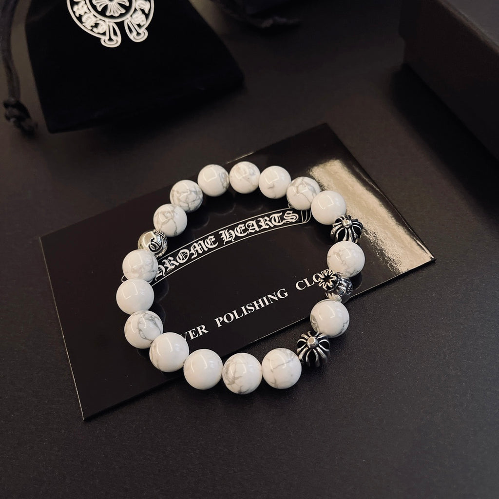 Chrome Hearts Cream Bead Engraved Spacer Bracelet - album image 8