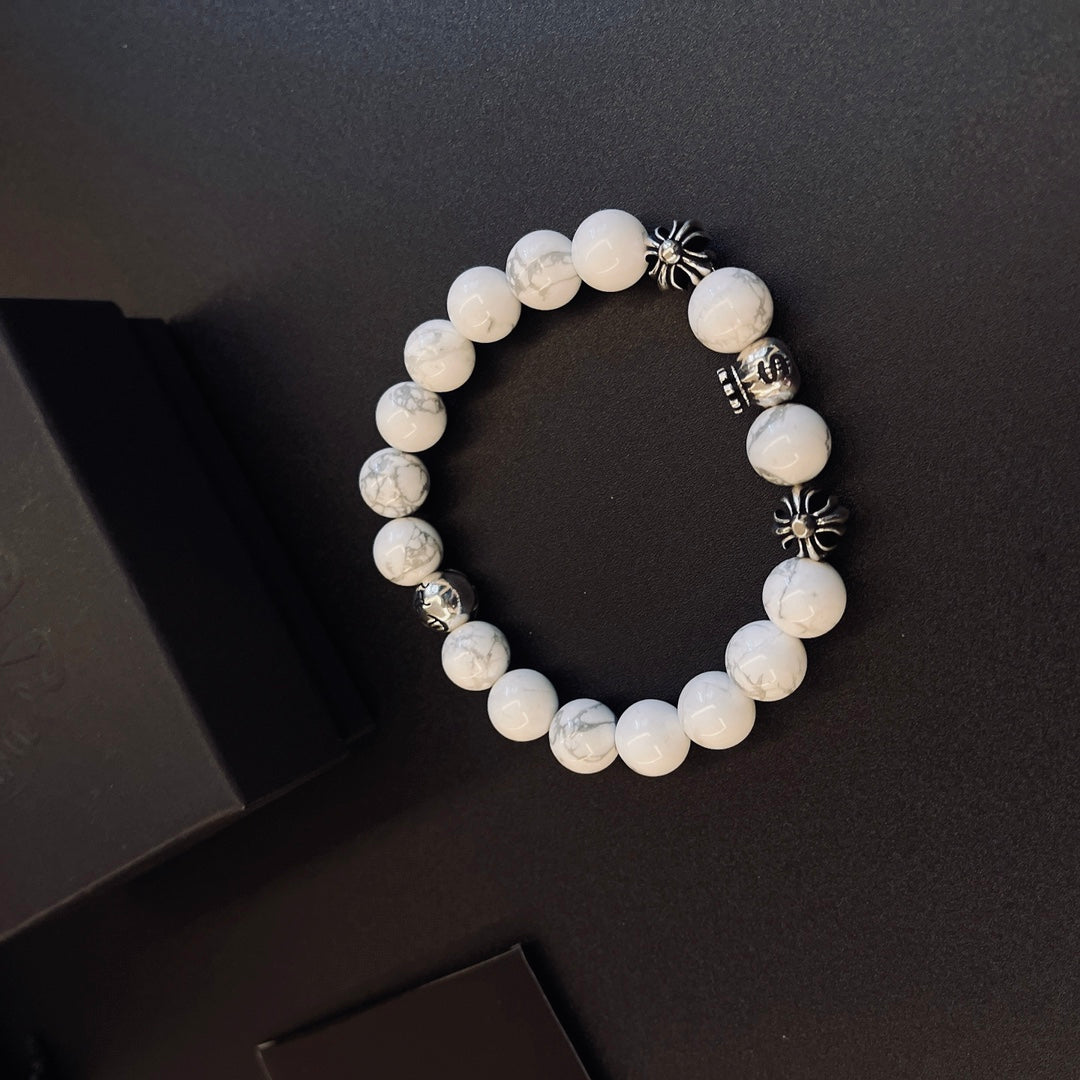 Chrome Hearts Cream Bead Engraved Spacer Bracelet - album image 4