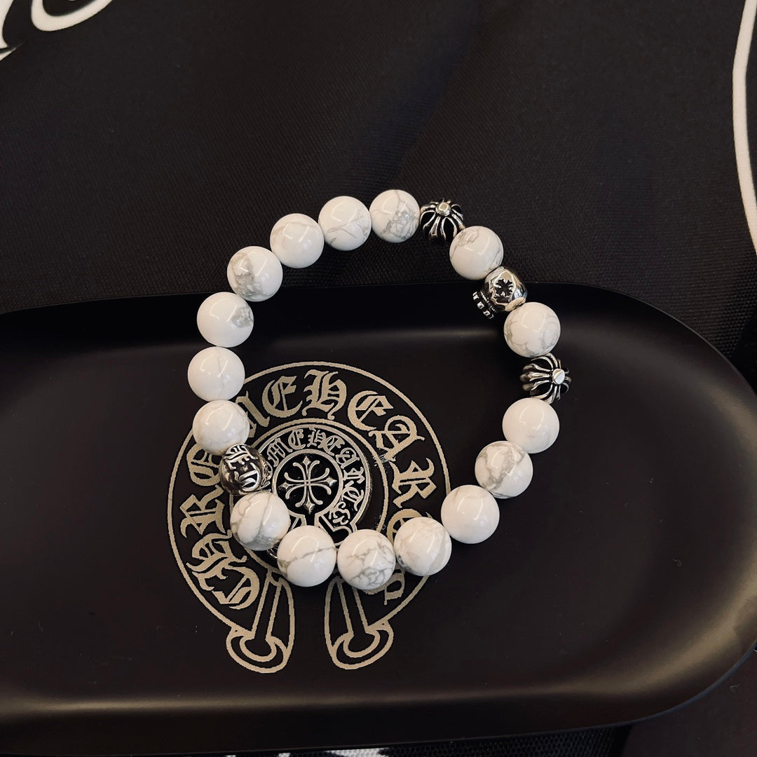 Chrome Hearts Cream Bead Engraved Spacer Bracelet - album image 9