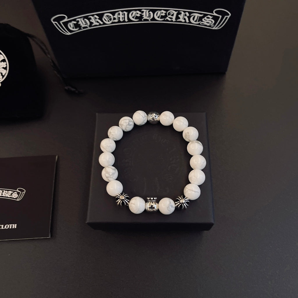 Chrome Hearts Cream Bead Engraved Spacer Bracelet - album image 1