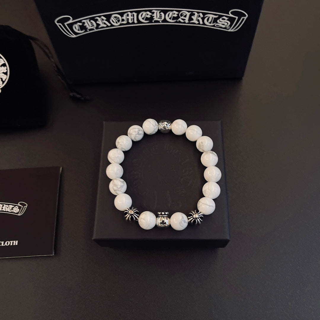 Chrome Hearts Cream Bead Engraved Spacer Bracelet - album image 1