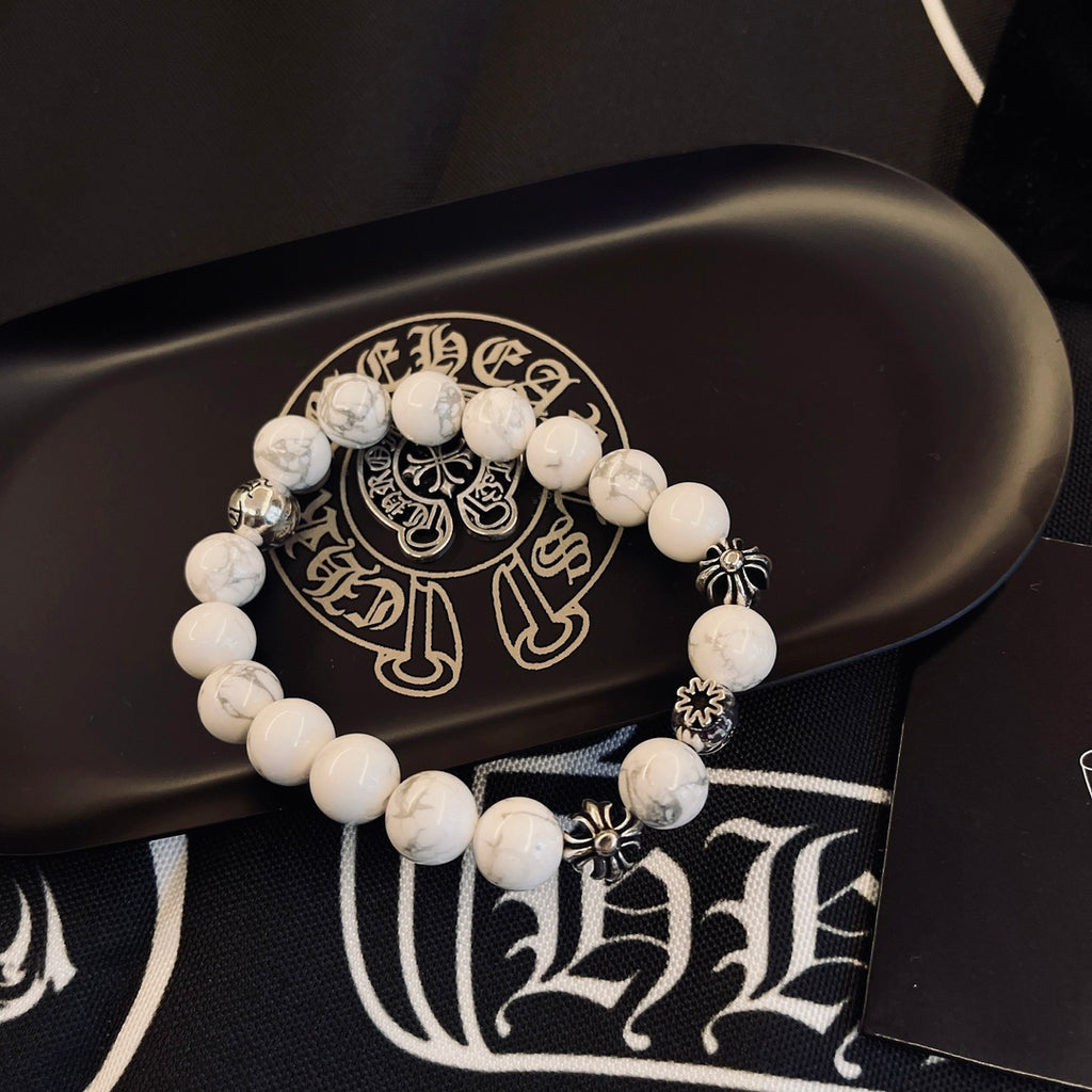 Chrome Hearts Cream Bead Engraved Spacer Bracelet - album image 7