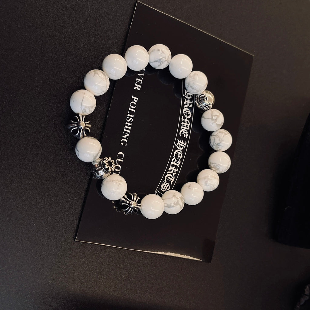 Chrome Hearts Cream Bead Engraved Spacer Bracelet - album image 6
