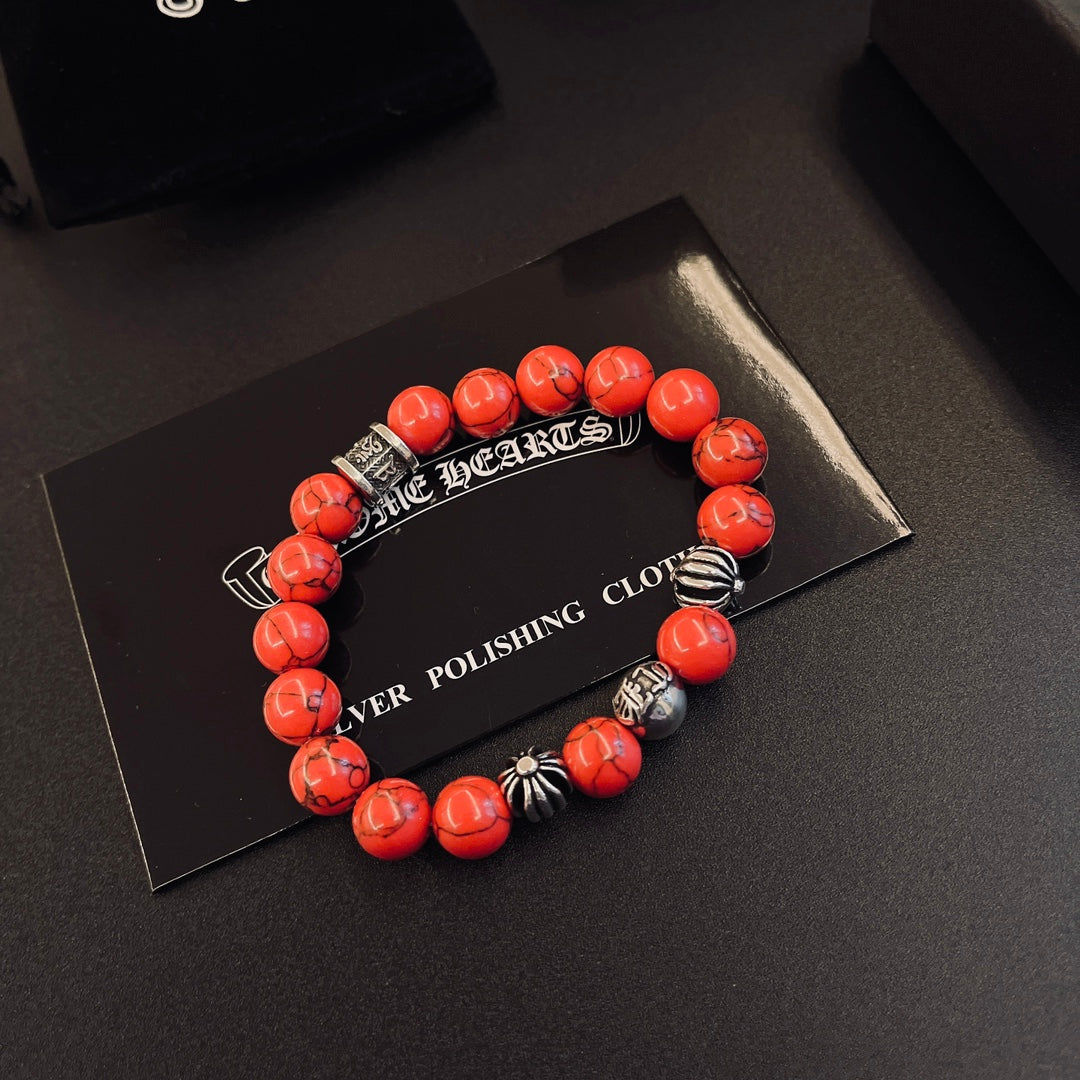 Chrome Hearts Coral Red Bead Bracelet - album image 3