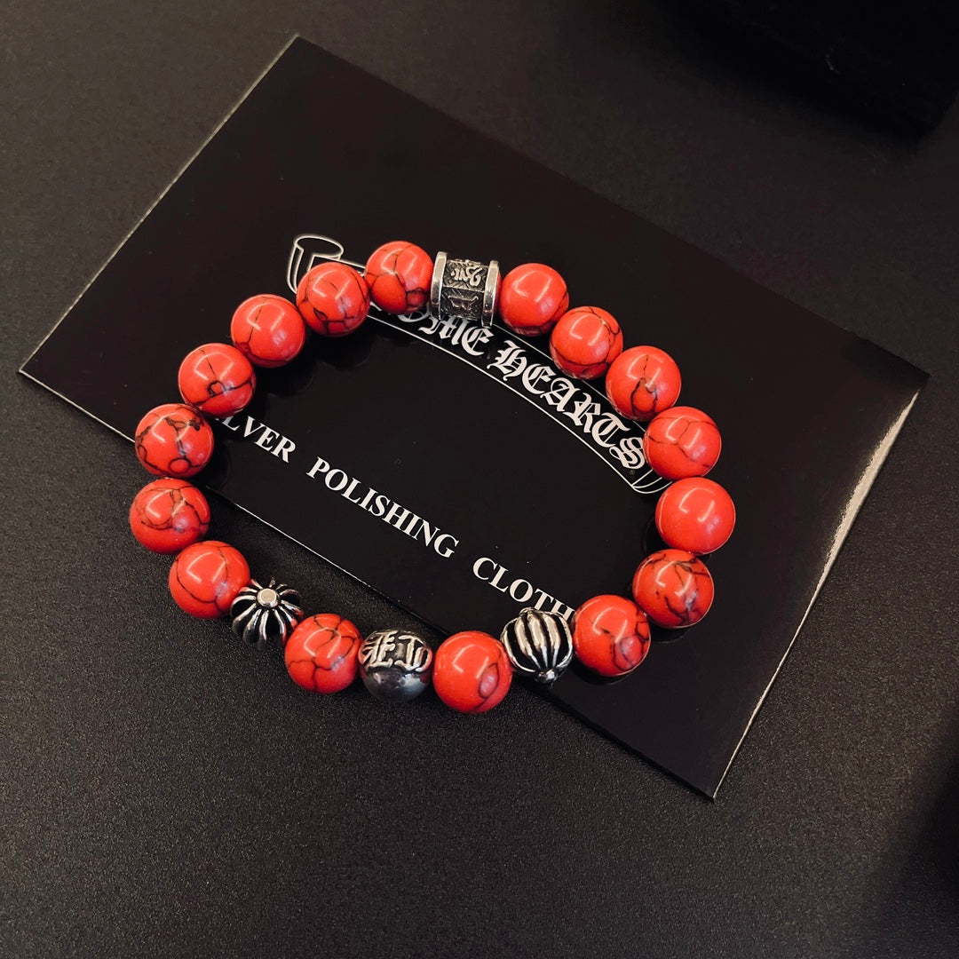 Chrome Hearts Coral Red Bead Bracelet - album image 2