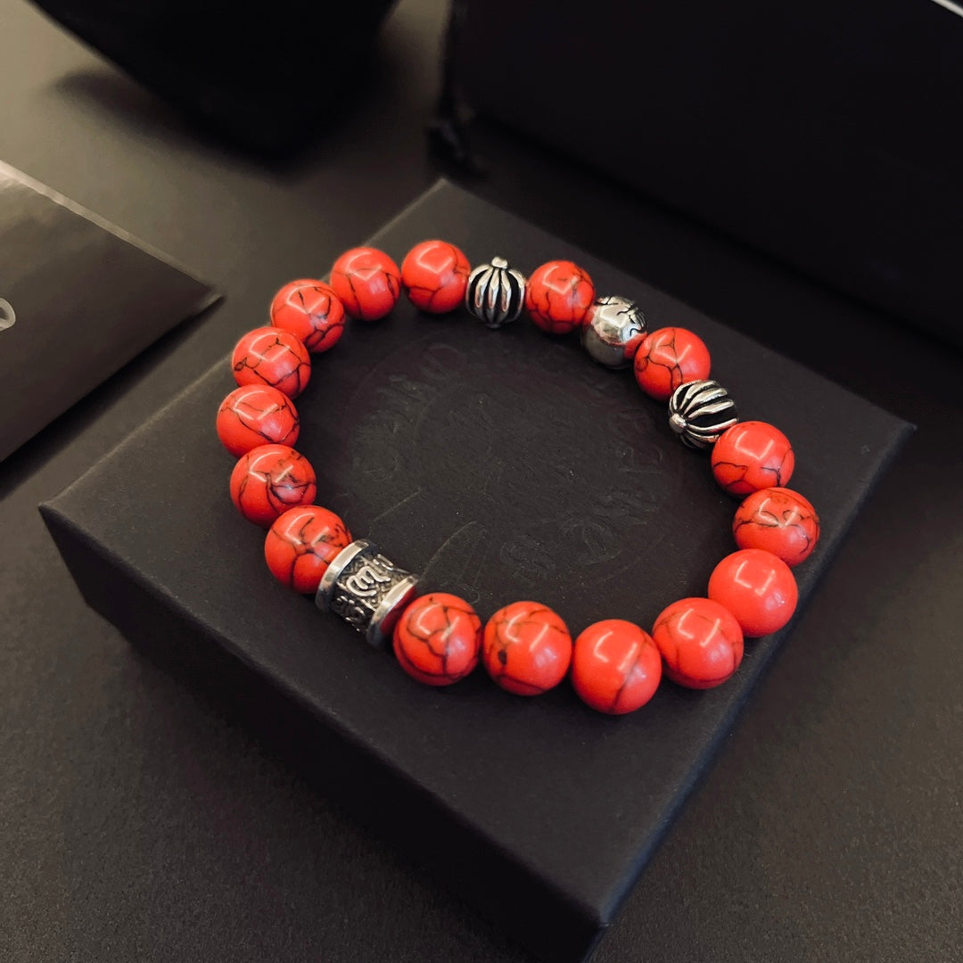 Chrome Hearts Coral Red Bead Bracelet - album image 5