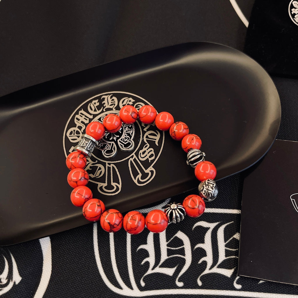 Chrome Hearts Coral Red Bead Bracelet - album image 8
