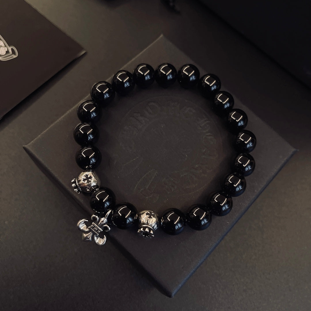 Chrome Hearts Black Bead Small Cross Bracelet - album image 5