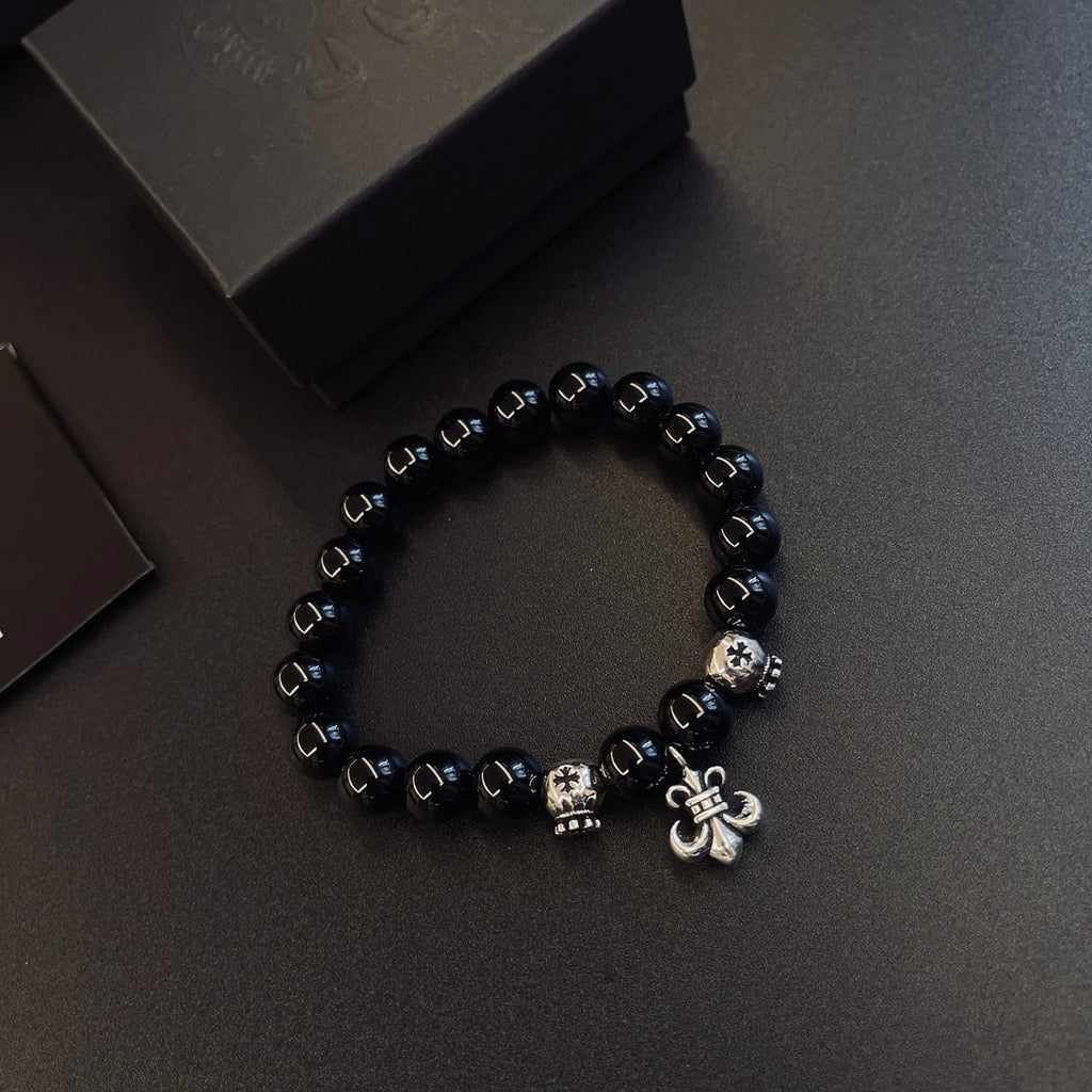 Chrome Hearts Black Bead Small Cross Bracelet - album image 4