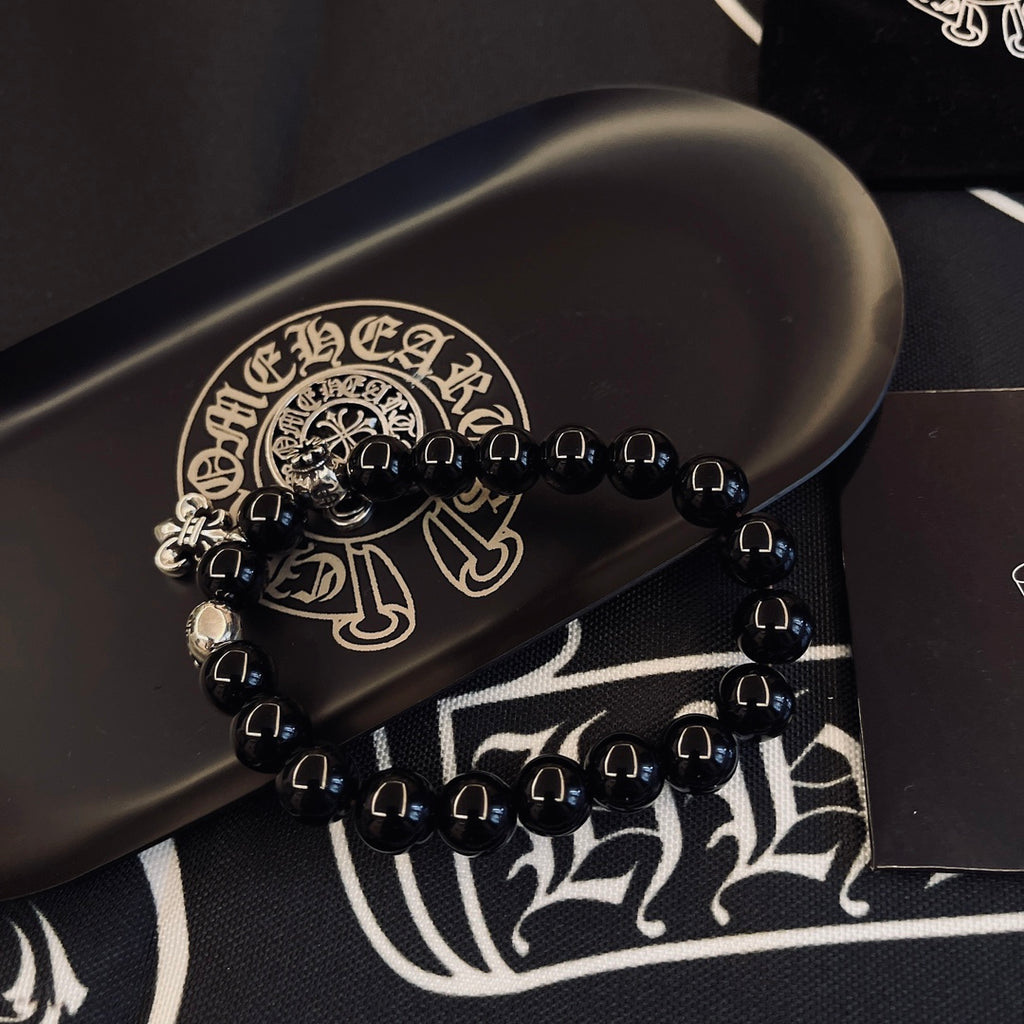 Chrome Hearts Black Bead Small Cross Bracelet - album image 8