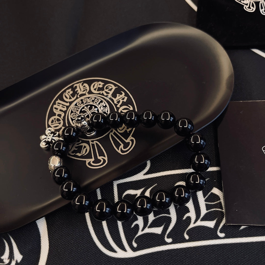 Chrome Hearts Black Bead Small Cross Bracelet - album image 8