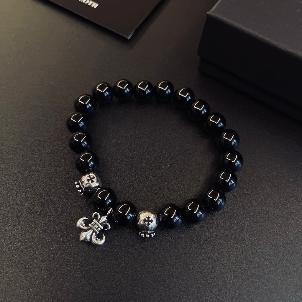 Chrome Hearts Black Bead Small Cross Bracelet - album image 6