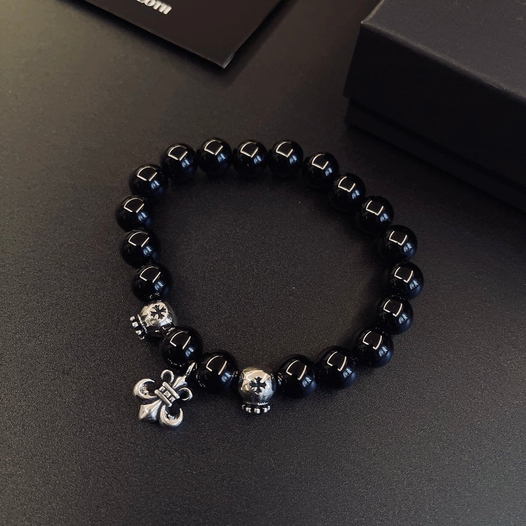 Chrome Hearts Black Bead Small Cross Bracelet - album image 6