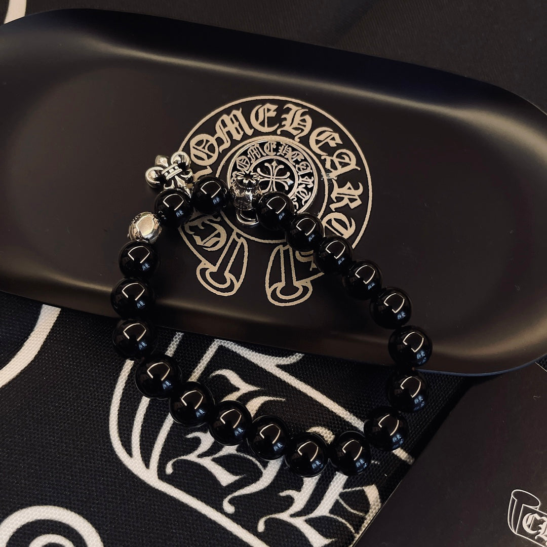 Chrome Hearts Black Bead Small Cross Bracelet - album image 9