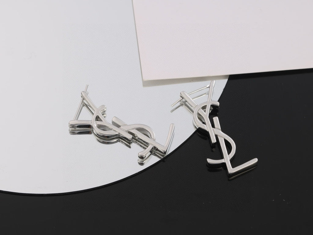 Saint Laurent Gold-Tone Slim Monogram Stud Earrings - album image 5
