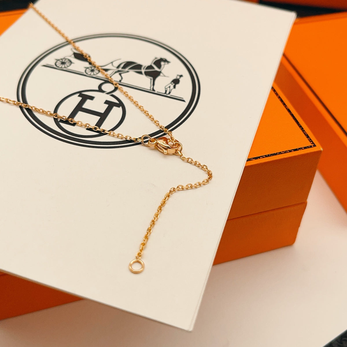 Hermès Rose Gold-Tone Mini H Charm Chain Bracelet - album image 7
