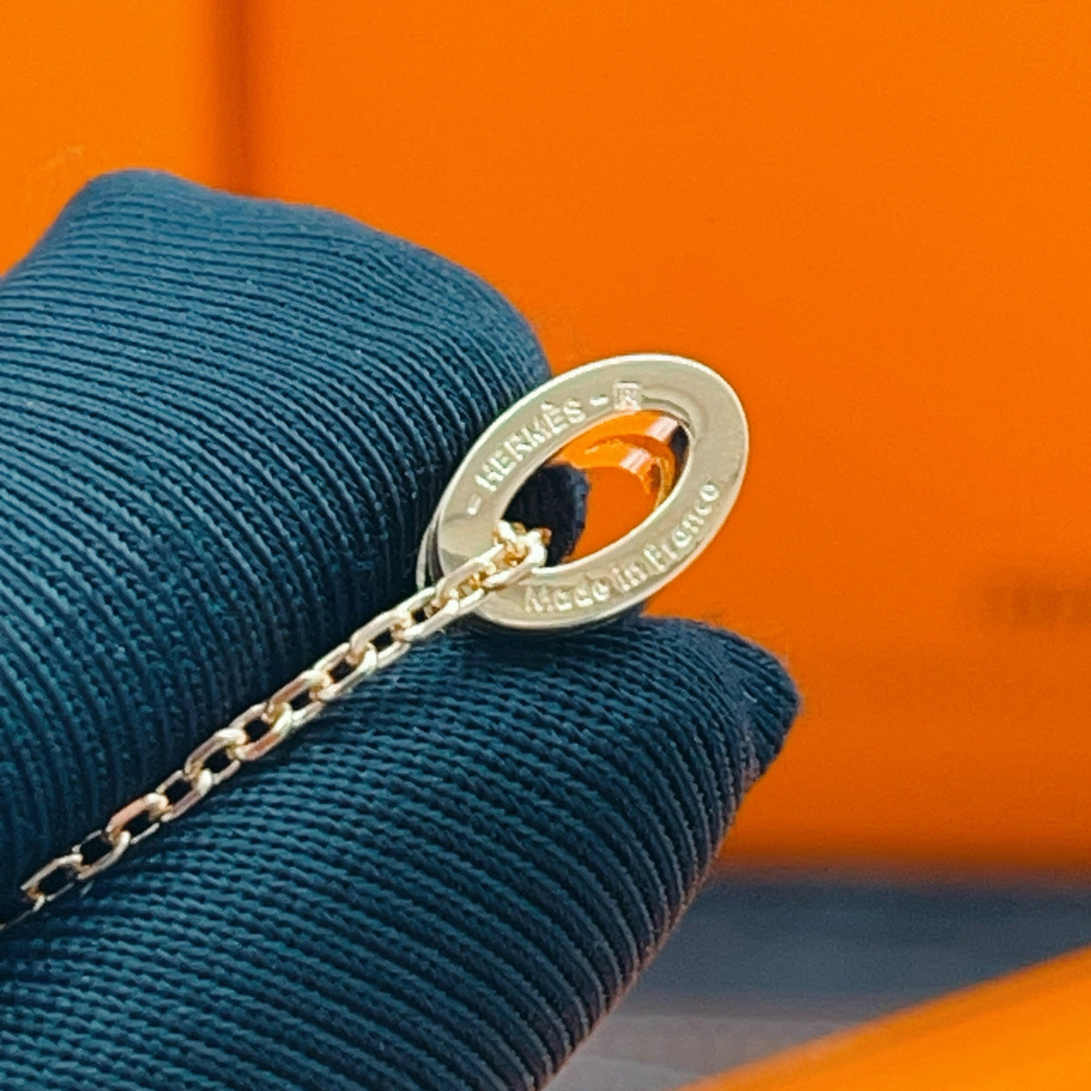 Hermès Rose Gold-Tone Mini H Charm Chain Bracelet - album image 6