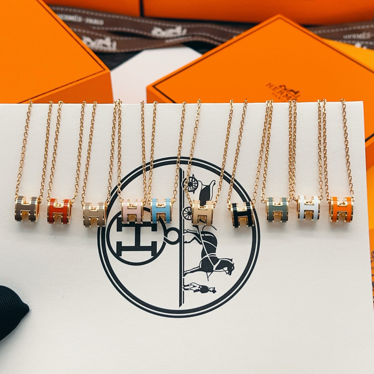 Hermès Rose Gold-Tone Mini H Charm Chain Bracelet - album image 9