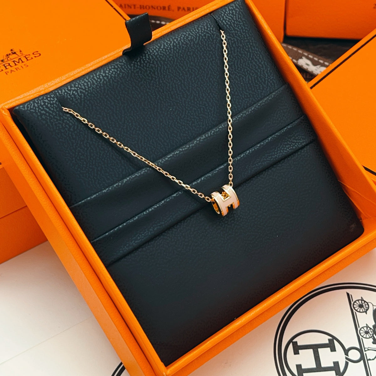 Hermès Rose Gold-Tone Mini H Charm Chain Bracelet - album image 10