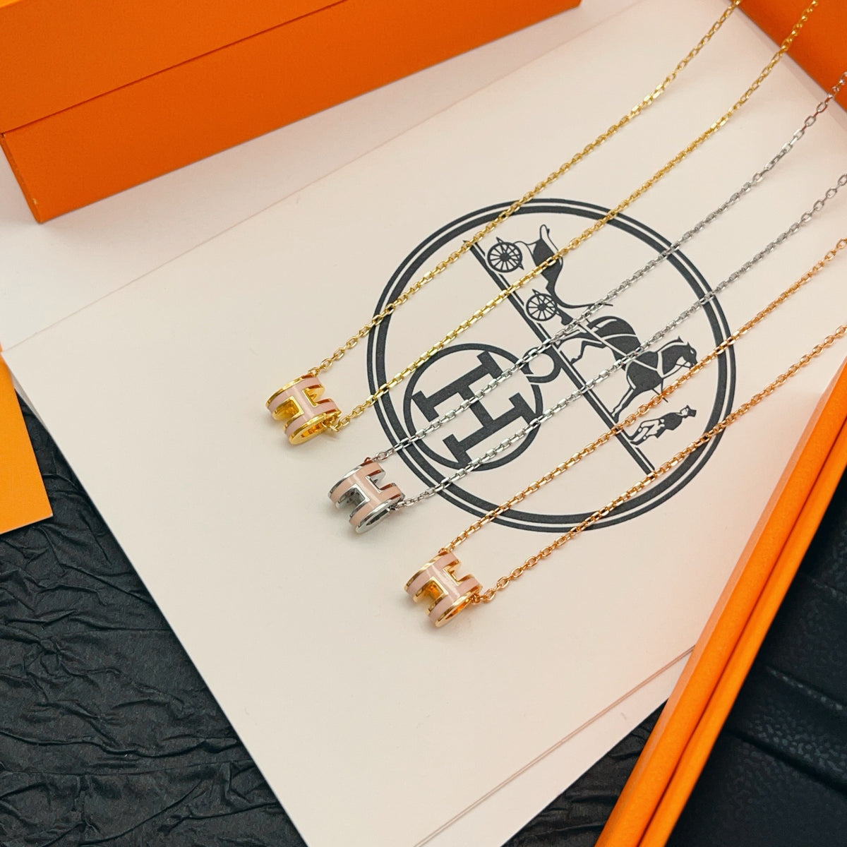 Hermès Rose Gold-Tone Mini H Charm Chain Bracelet - album image 8