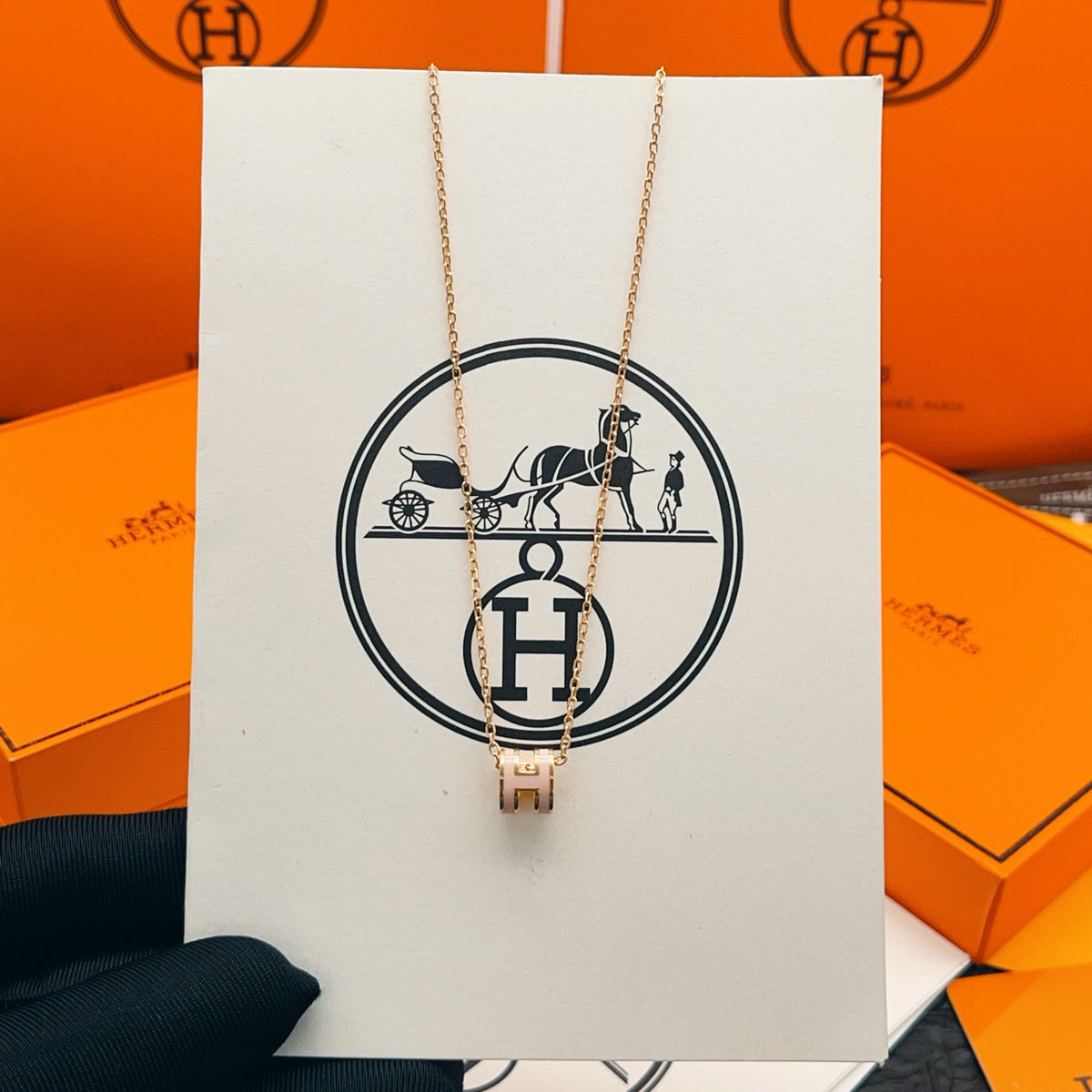Hermès Rose Gold-Tone Mini H Charm Chain Bracelet - album image 2