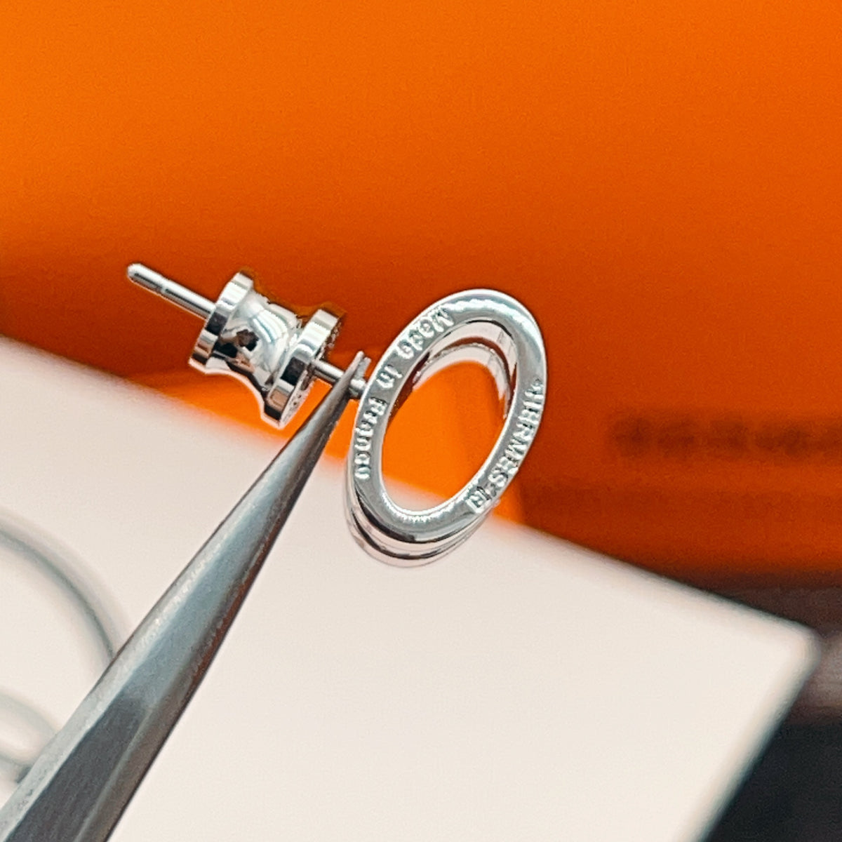 Hermès Navy H Stud Earrings - album image 6