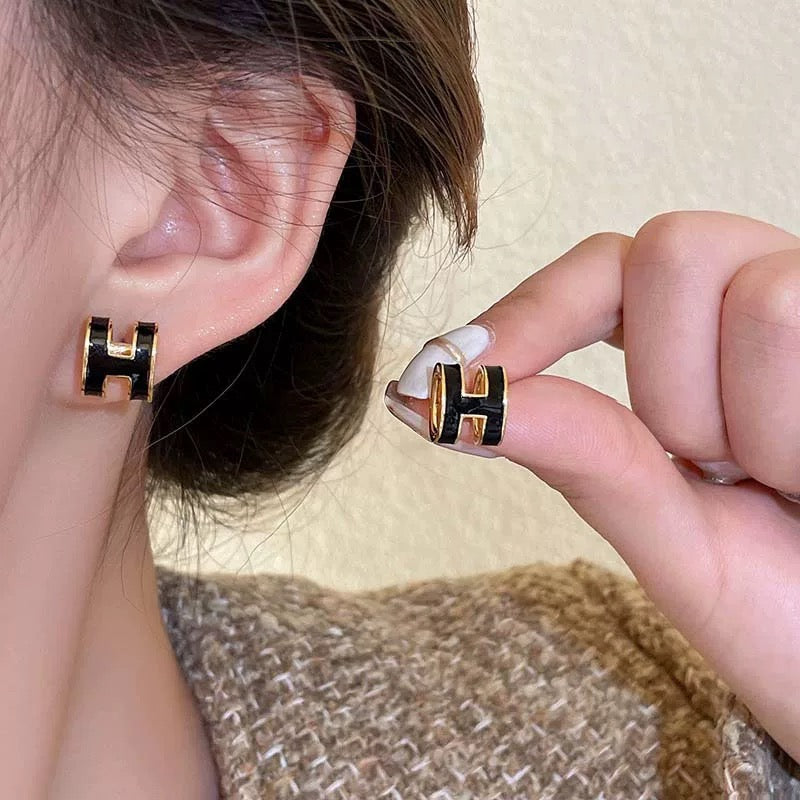 Hermès Navy H Stud Earrings - album image 2