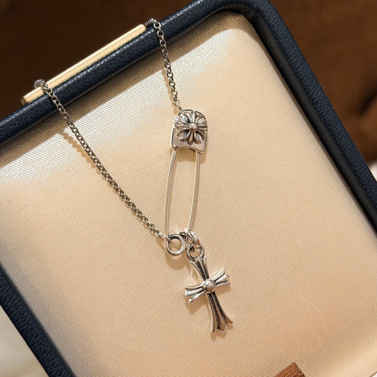 Chrome Hearts Safety Pin Cross Drop Necklace - album image 5