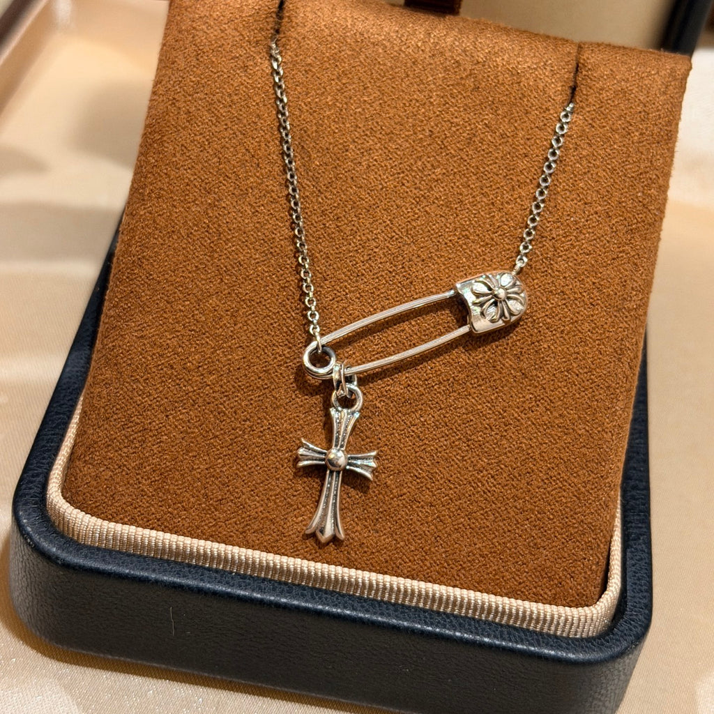 Chrome Hearts Safety Pin Cross Drop Necklace - album image 1
