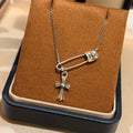 Chrome Hearts Safety Pin Cross Drop Necklace - album image 1