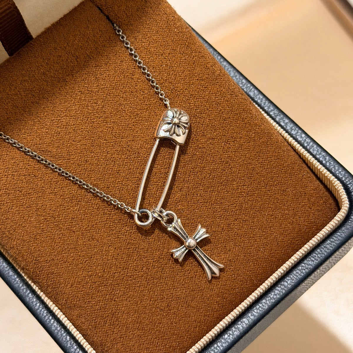 Chrome Hearts Safety Pin Cross Drop Necklace - album image 8
