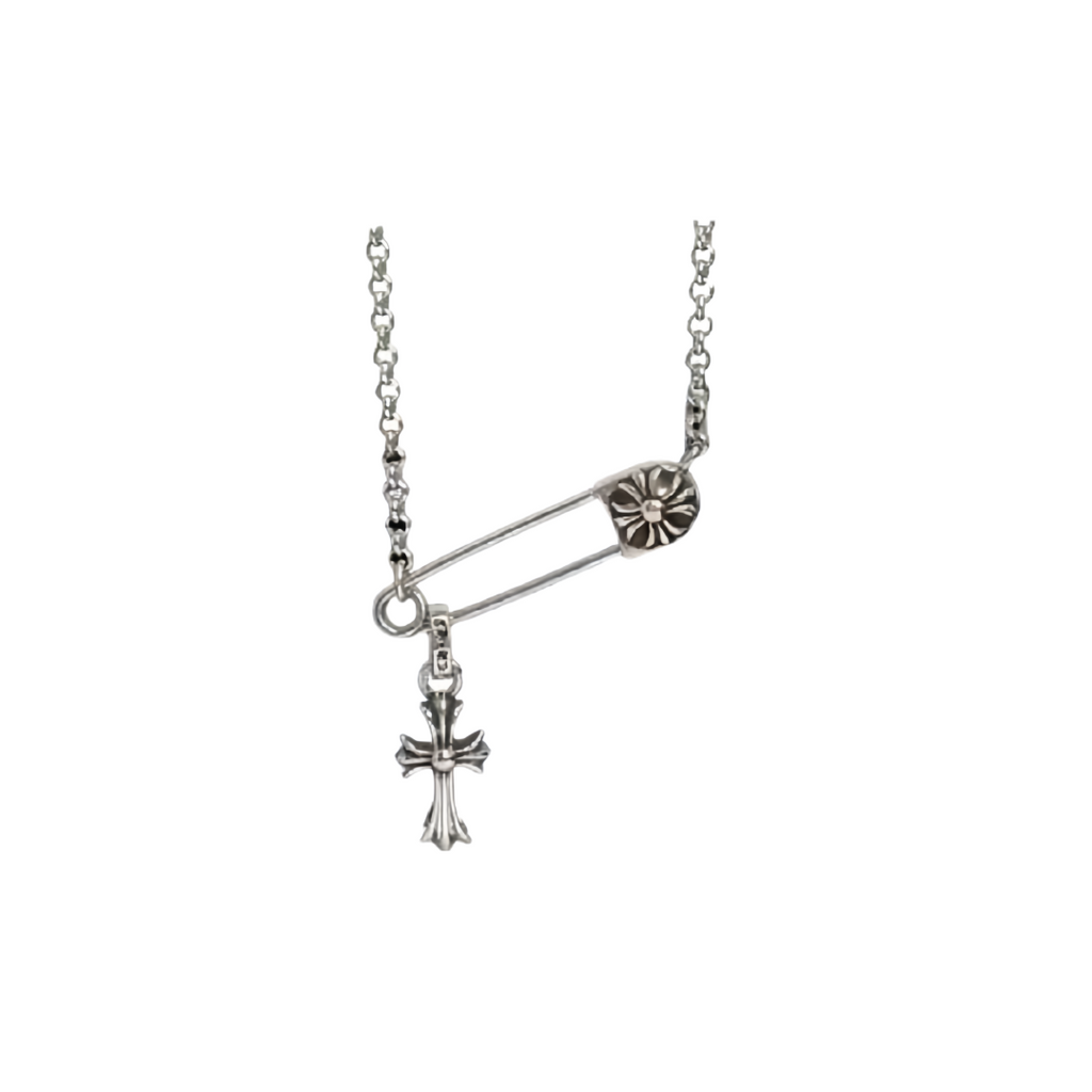 Chrome Hearts Safety Pin Cross Drop Necklace - album image 2