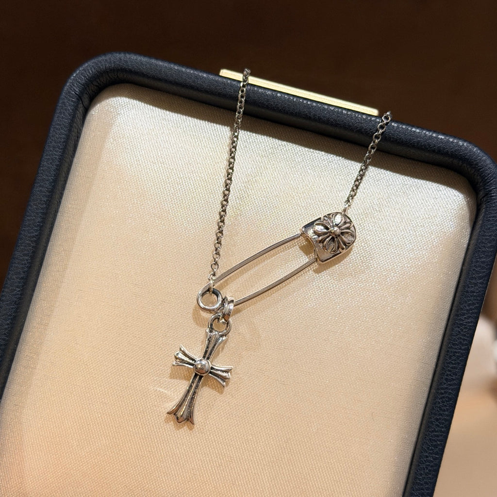 Chrome Hearts Safety Pin Cross Drop Necklace - album image 9