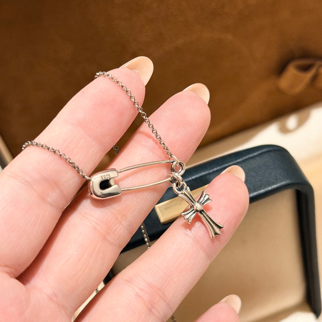 Chrome Hearts Safety Pin Cross Drop Necklace - album image 4