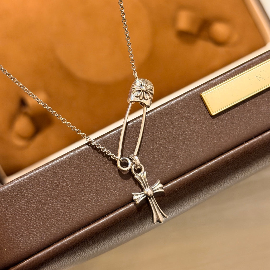 Chrome Hearts Safety Pin Cross Drop Necklace - album image 6