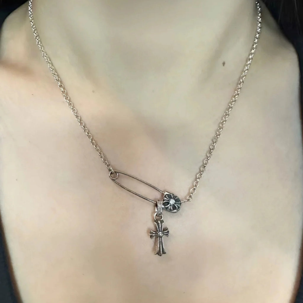 Chrome Hearts Safety Pin Cross Drop Necklace - album image 7