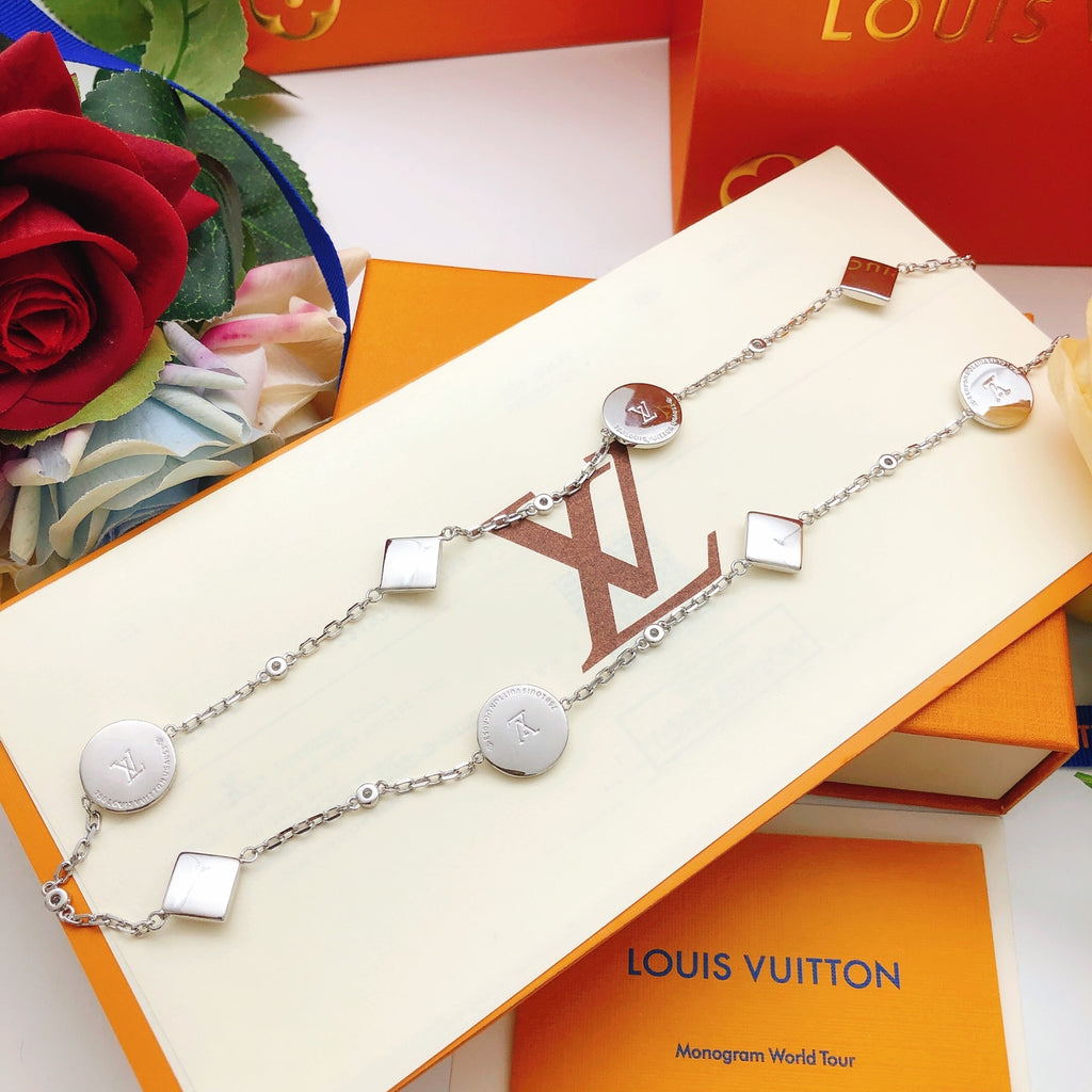 Louis Vuitton White Mother-of-Pearl Crystal Accent Necklace - album image 5