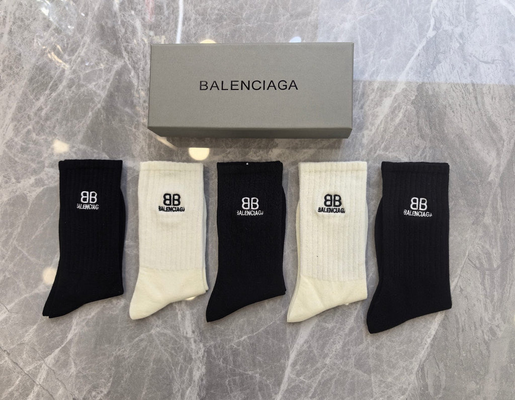 Balenciaga ribbed bb neutrals crew socks - view 12
