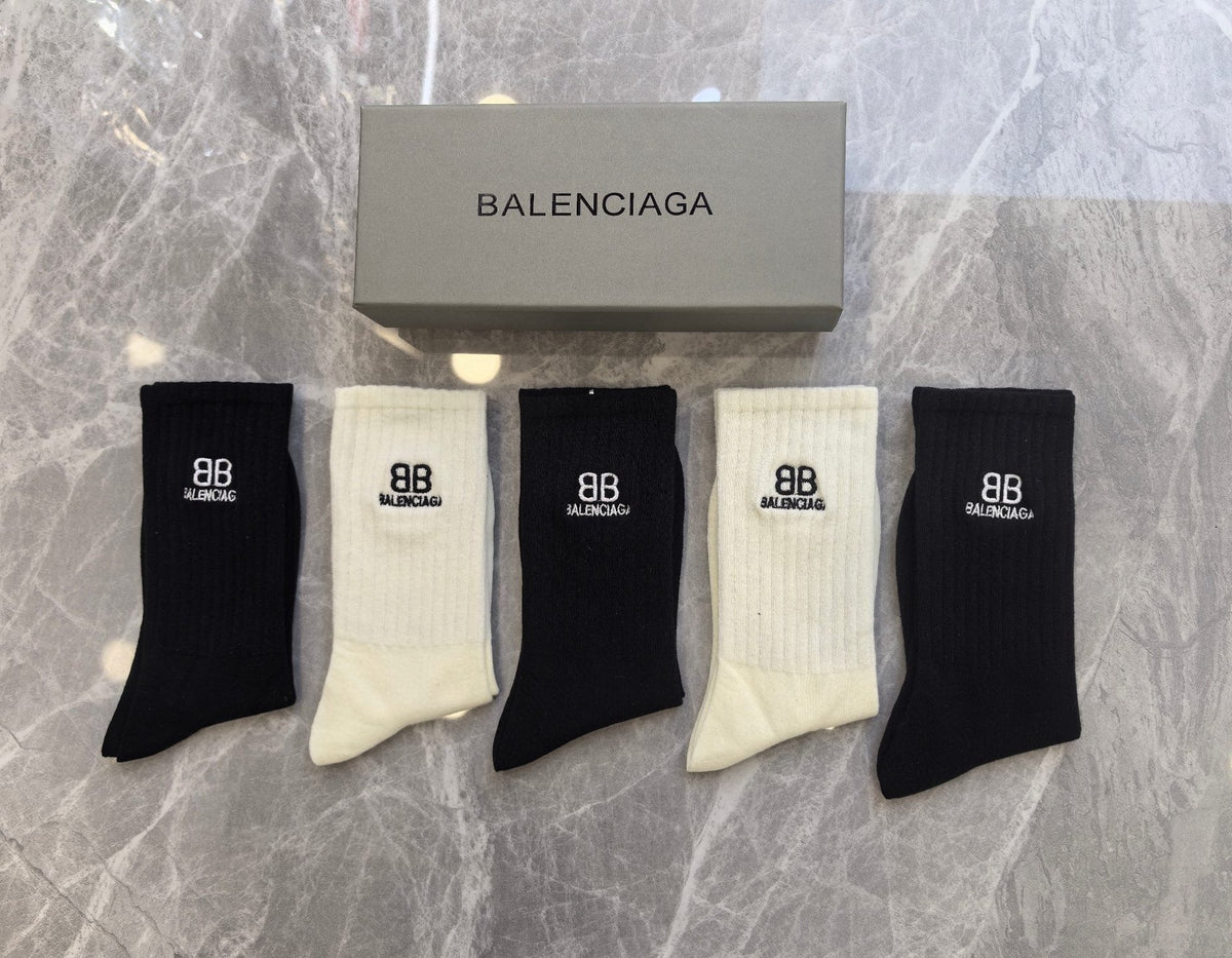 Balenciaga ribbed bb neutrals crew socks - view 12