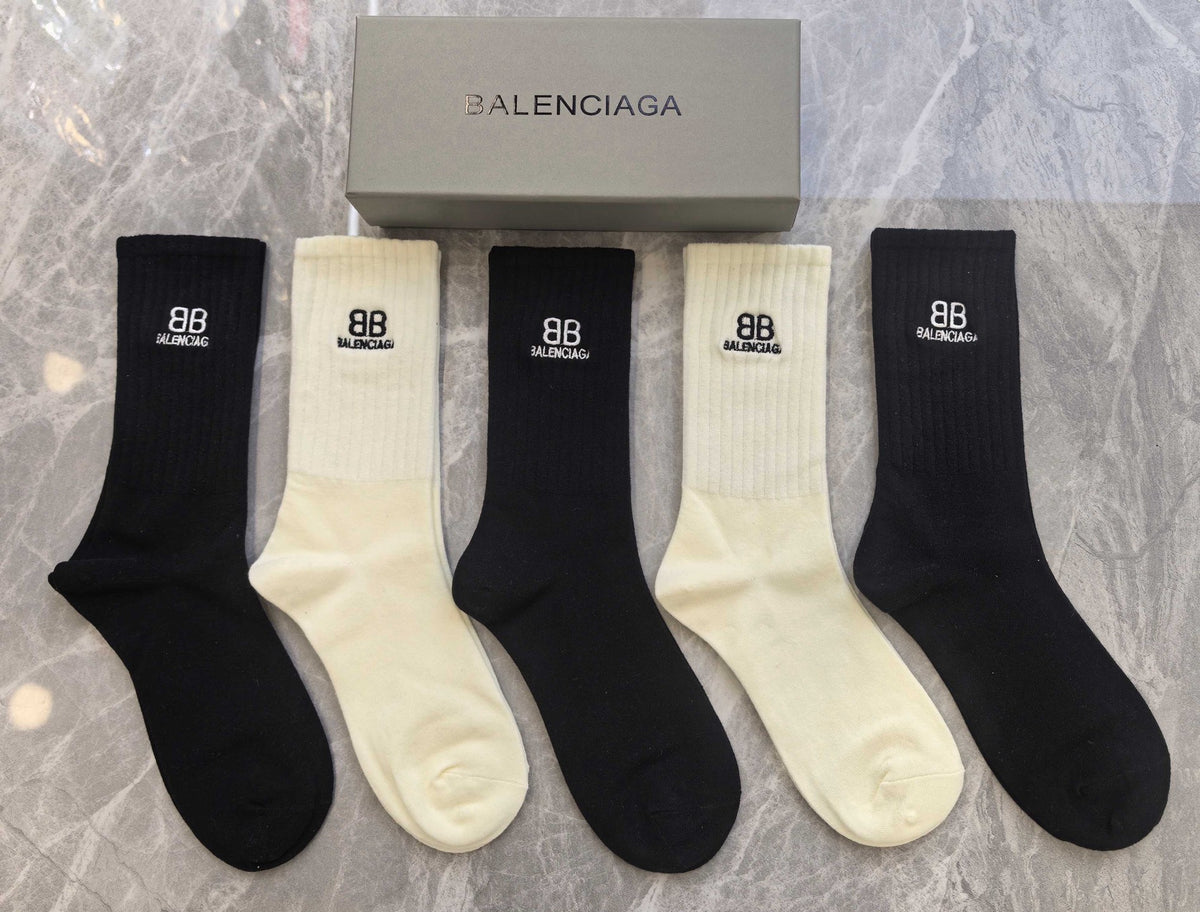 Balenciaga ribbed bb neutrals crew socks - view 11