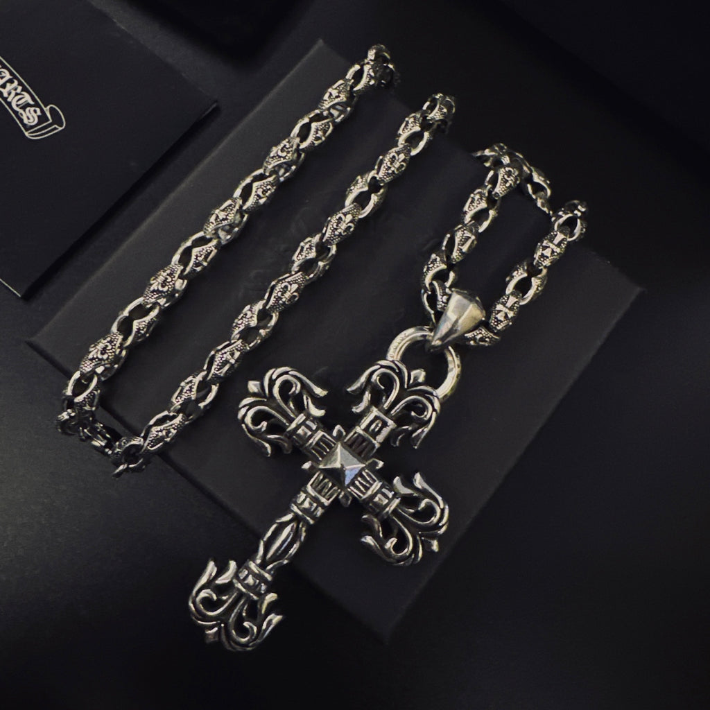 Chrome Hearts Cross Fleur-de-Lis Antiqued Necklace - album image 2