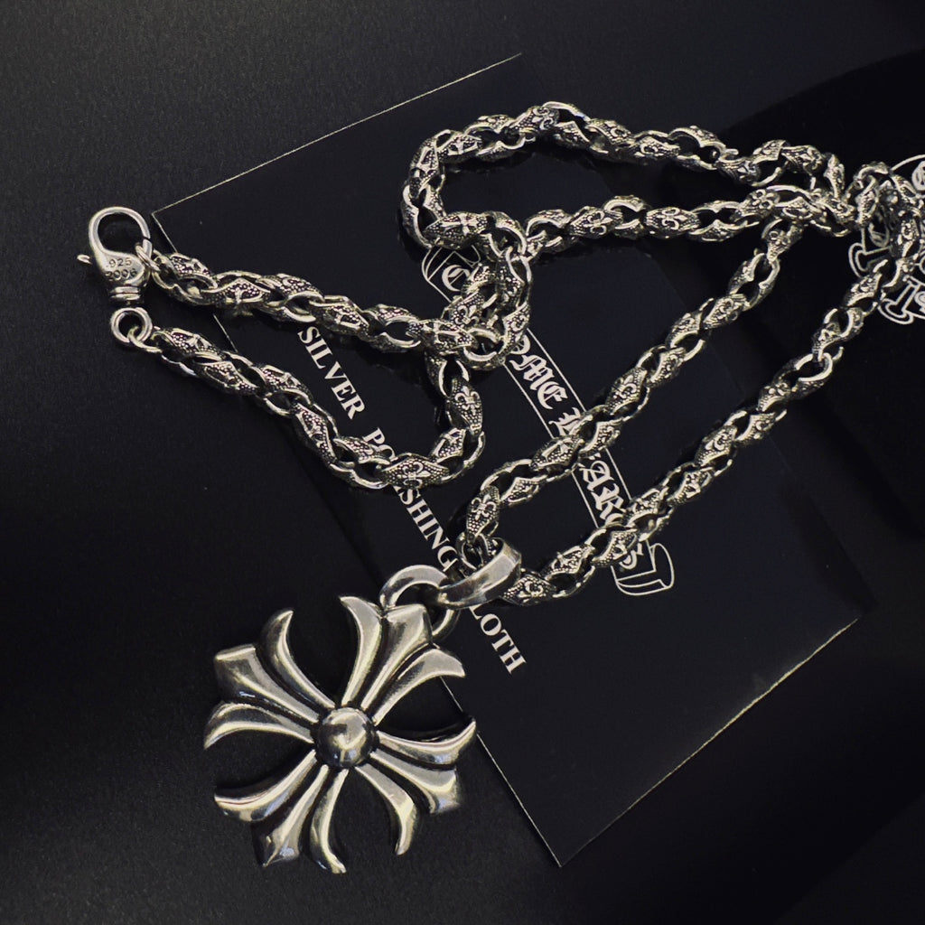 Chrome Hearts Flared Fleur Cross Necklace - album image 3